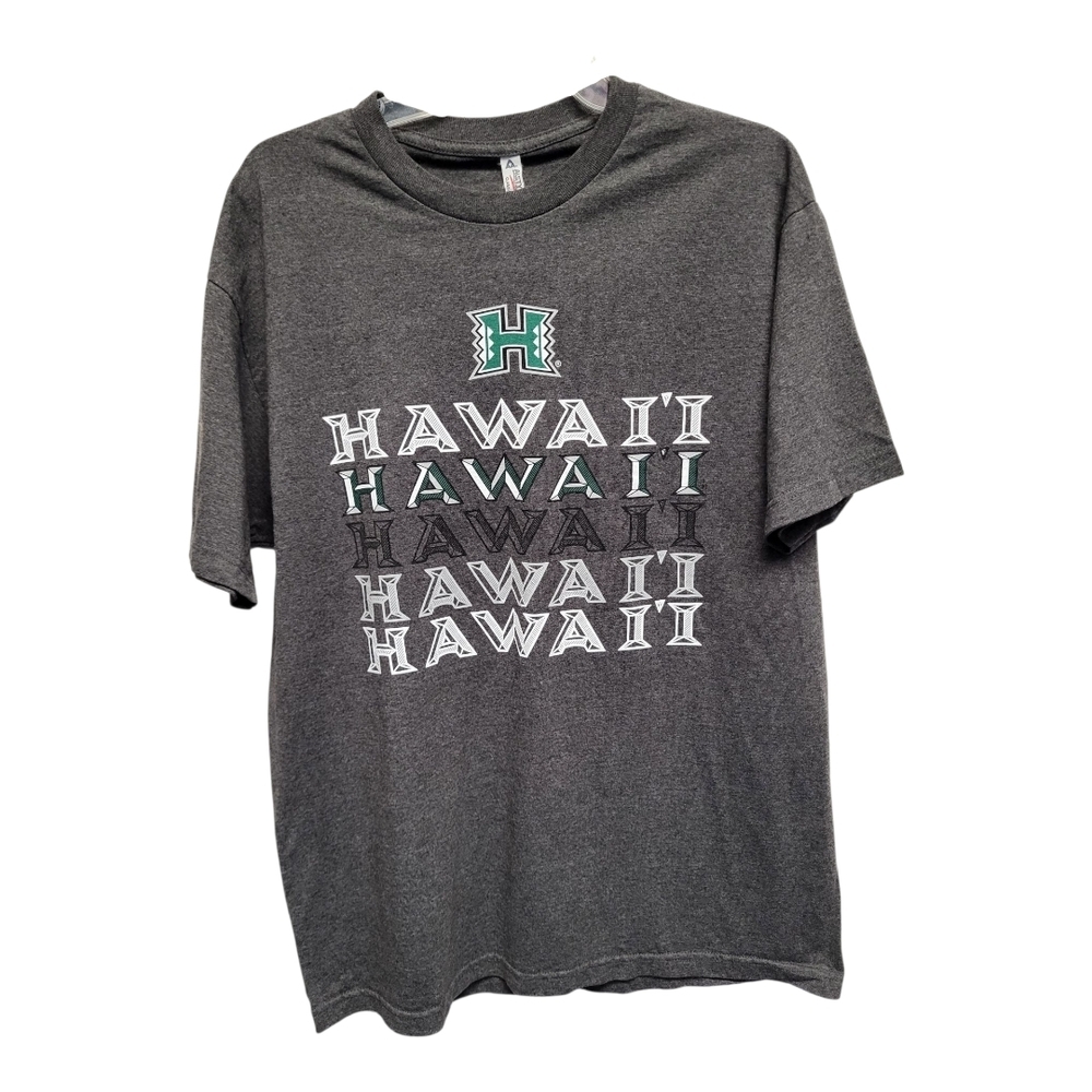 Alstyle Gray Short Sleeve Tee with Tribal Hawaii Design -Size L